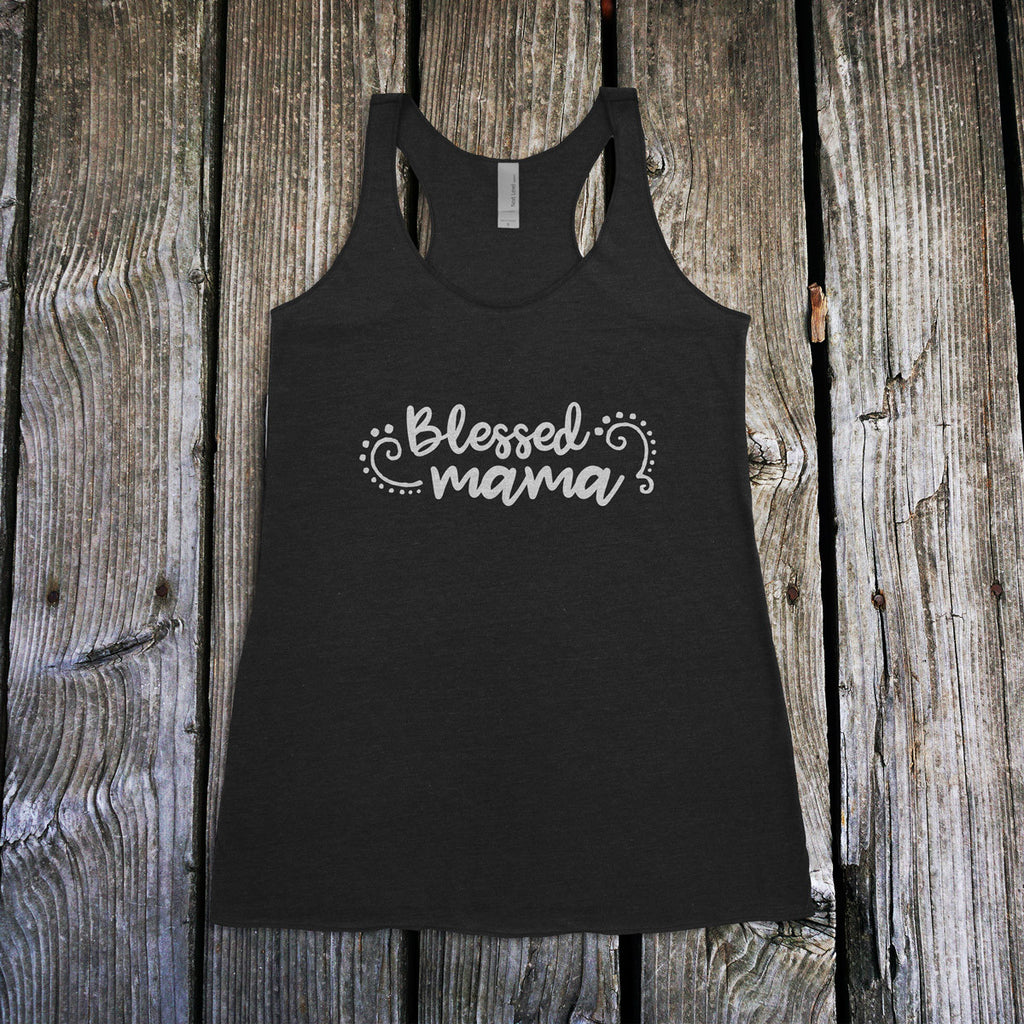 Blessed Mama Ladies Racerback Tank