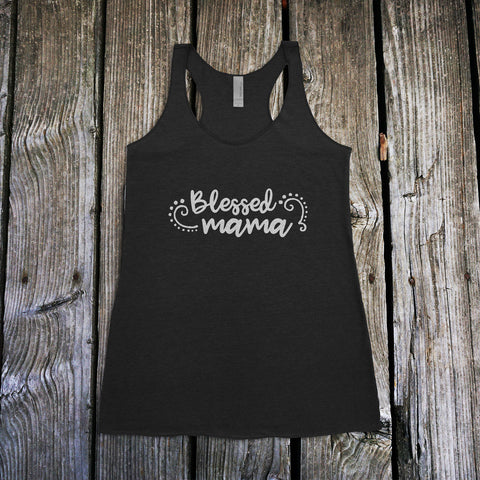 Blessed Mama Ladies Racerback Tank