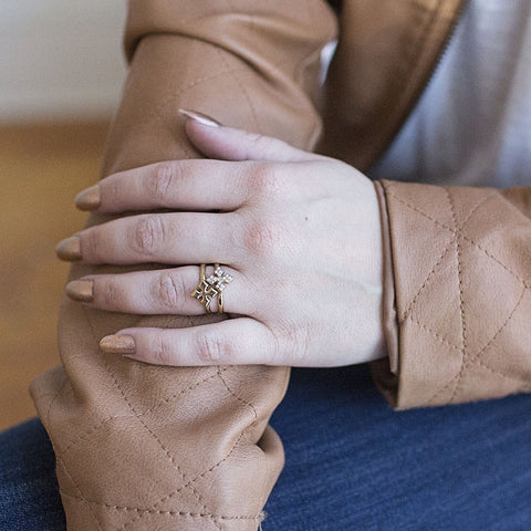 Stackable Gold Cross Ring Set
