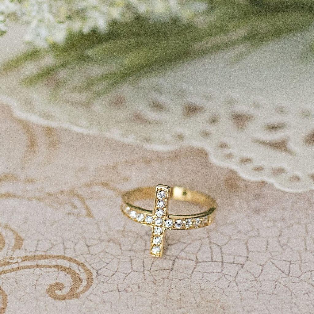 .925 Sterling Silver CZ Cross Ring