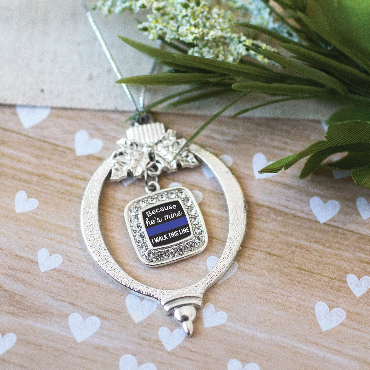 Police Wife Pave Heart Charm Jewelry Collection