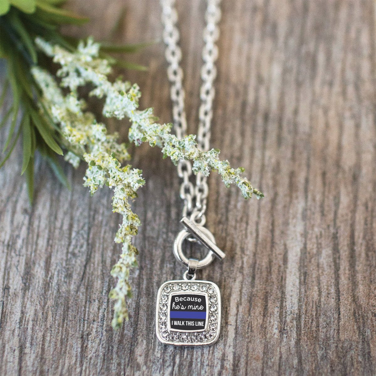 Police Wife Pave Heart Charm Jewelry Collection
