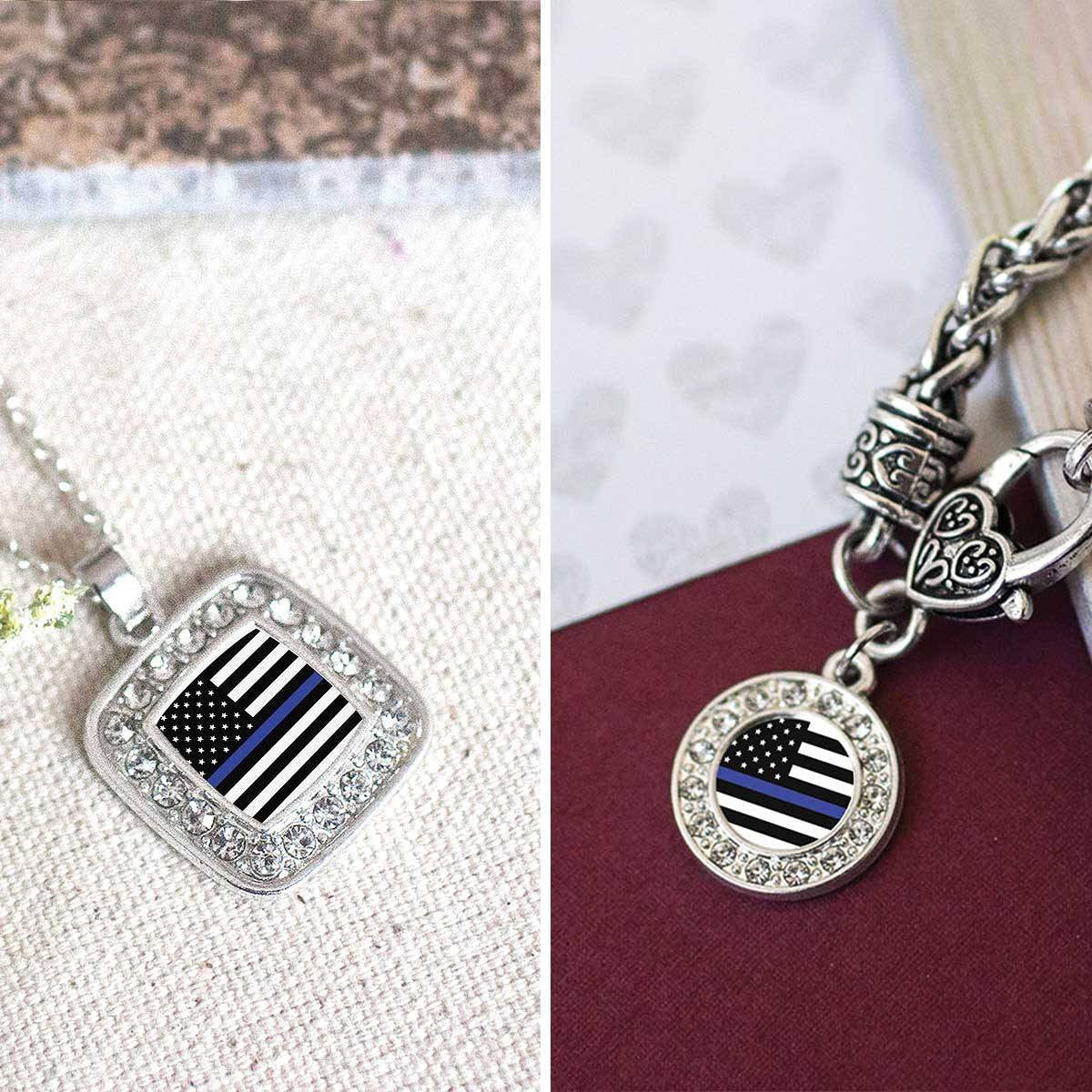 Police Mom Pave Heart Charm Jewelry Collection – oliviaandivy