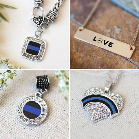 Blue Line Law Enforcement Charm Jewelry Collection