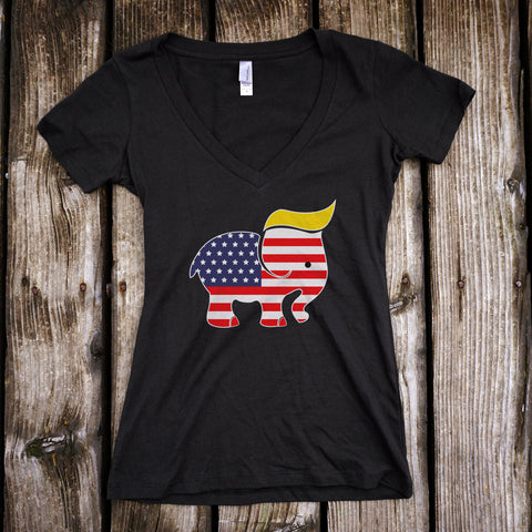 Trumpican Logo Ladies V-Neck T-Shirt