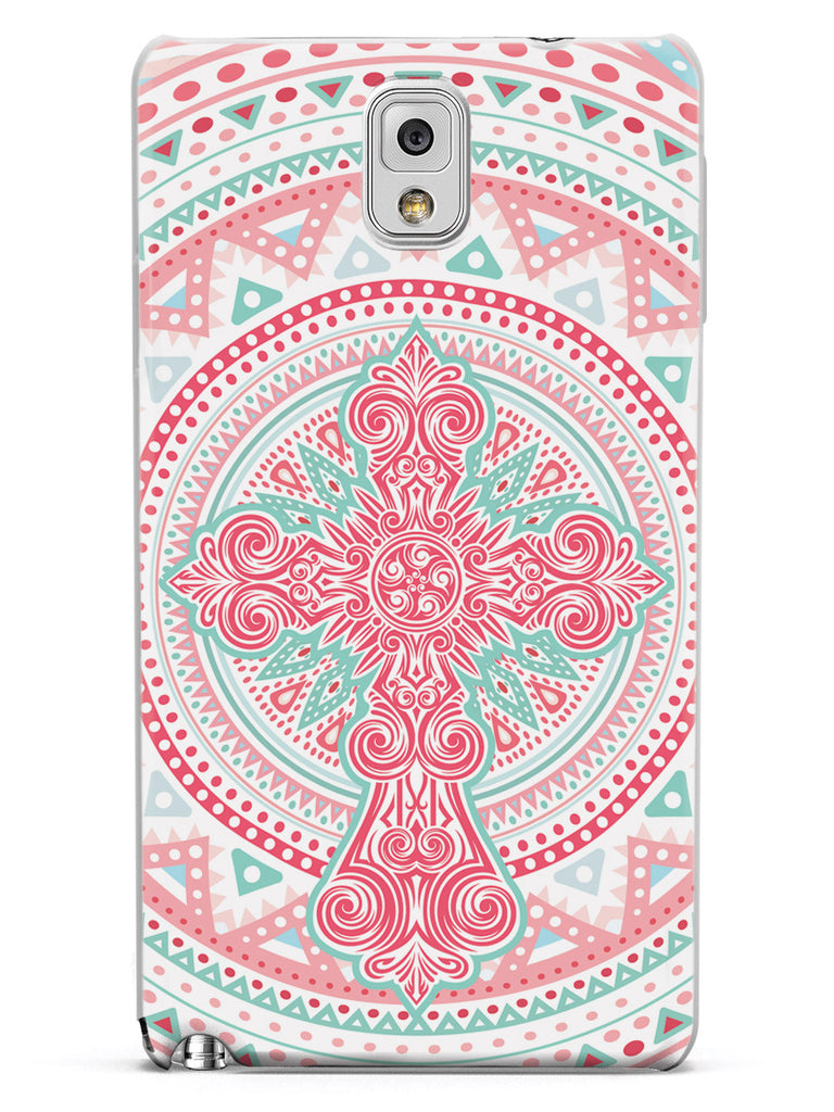 Ornate Cross - Coral and Mint Case