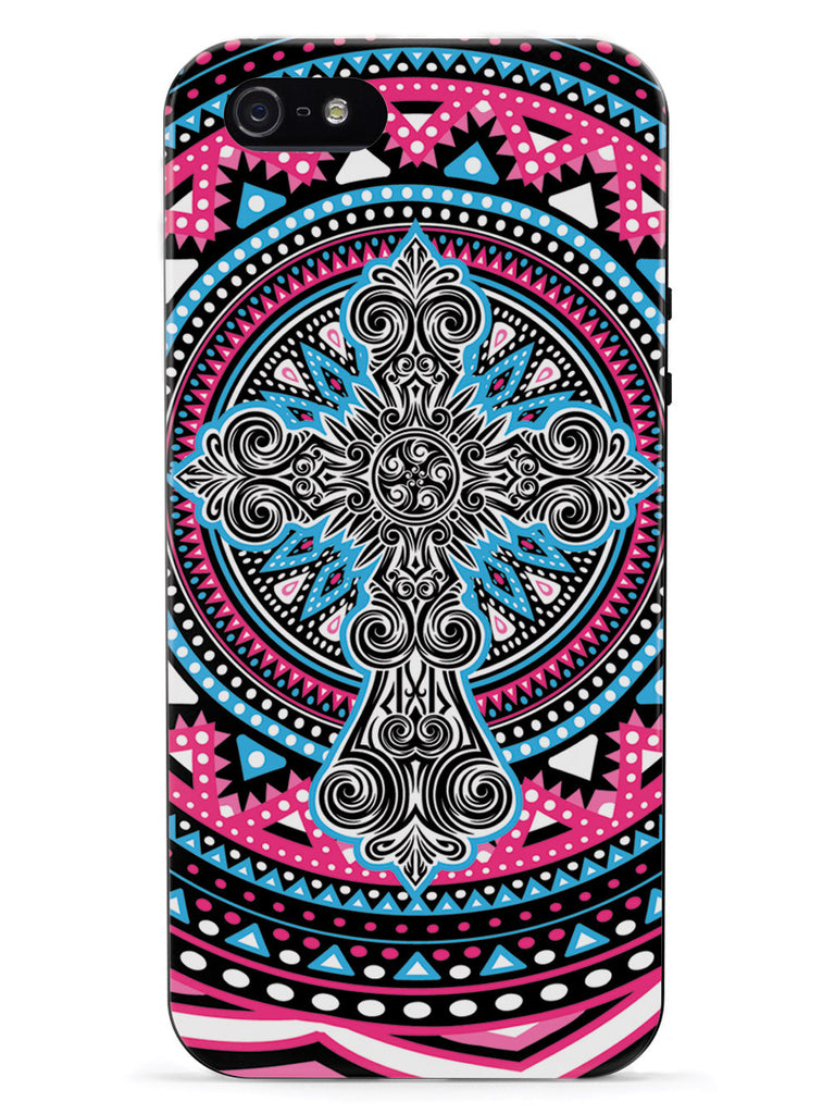 Ornate Cross - Pink and Blue Case