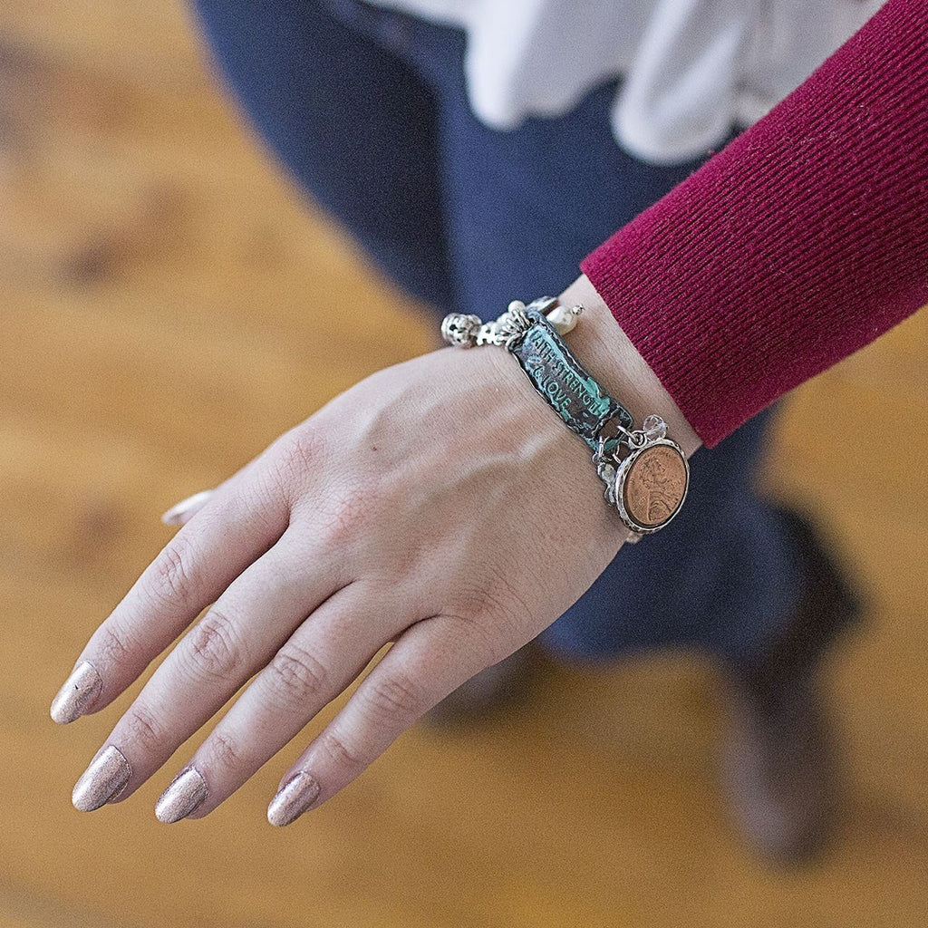 Faith, Strength, and Love Charm Bracelet