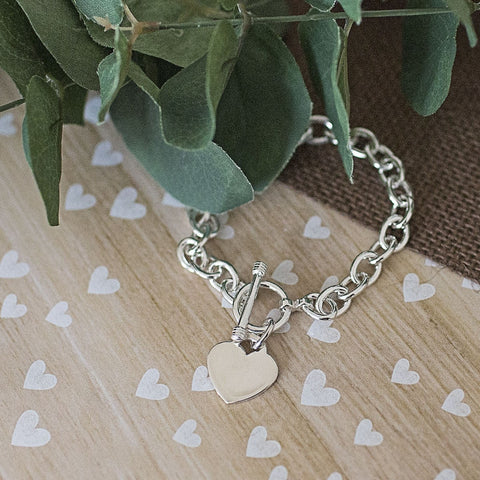 Silver Heart Tag Bracelet