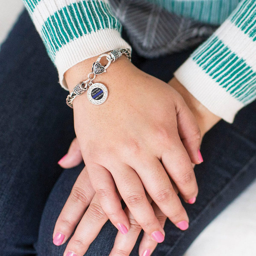 Police Wife Pave Heart Charm Jewelry Collection