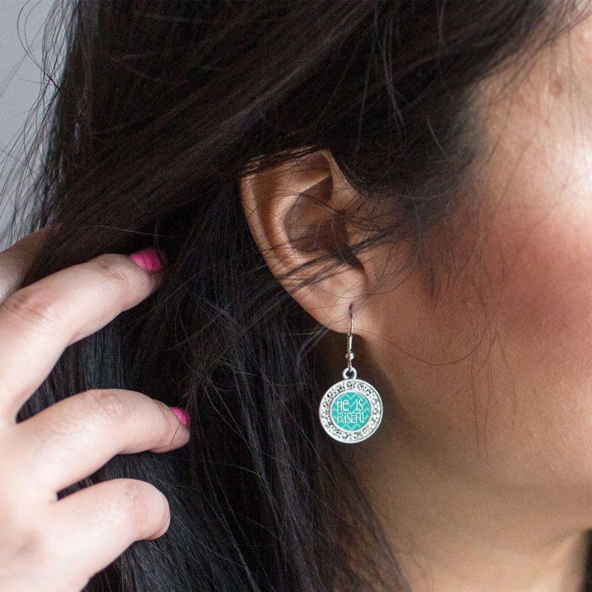 He is Risen Teal Chevron Charm Jewelry Collection