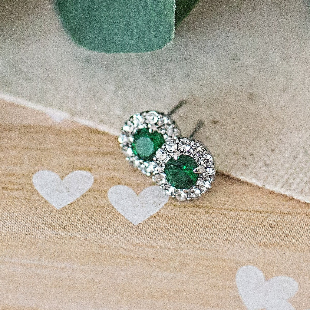 Emerald Sparkle Stud Earrings