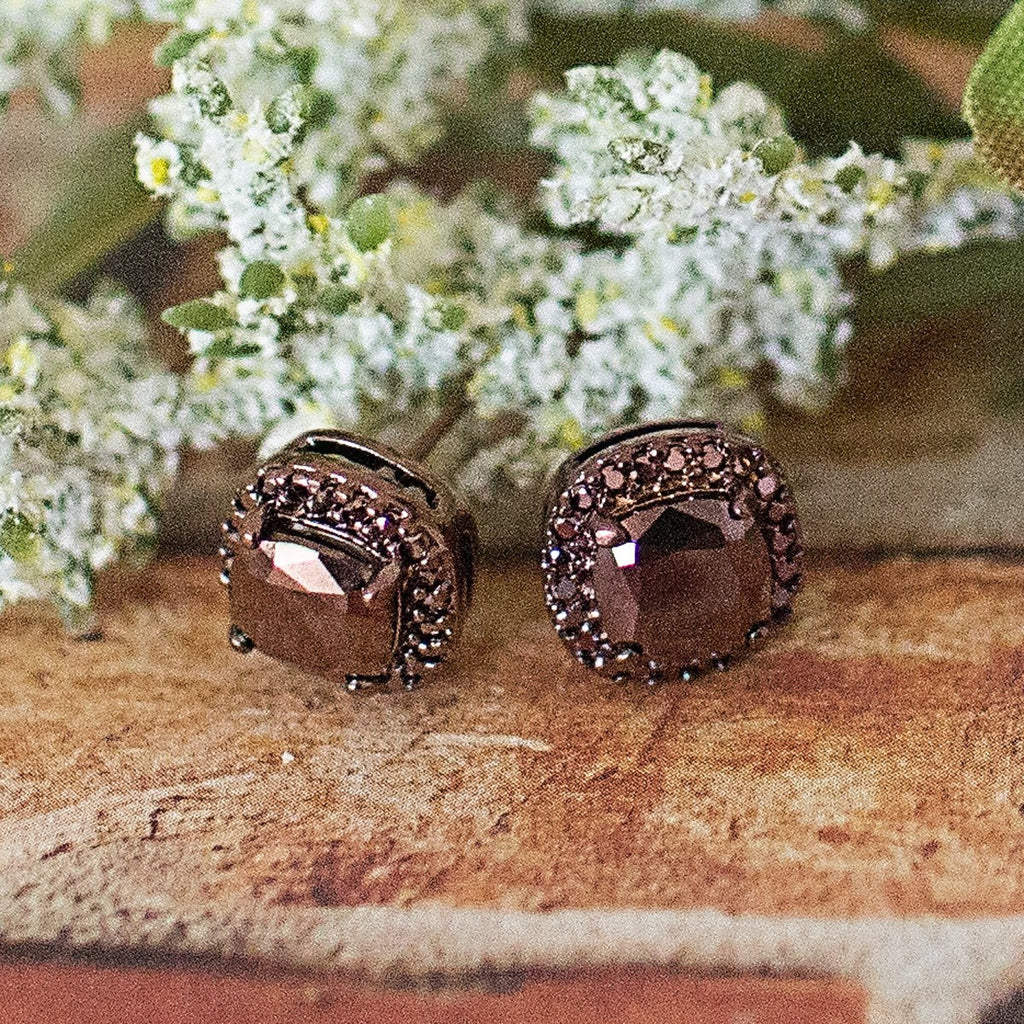 3.7 Carat Cushion Cut Chocolate Stud Earrings