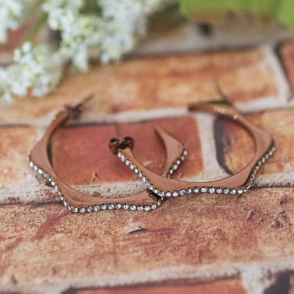 Stainless Steel 1.5 Carat Open Hoop Bronze Earrings