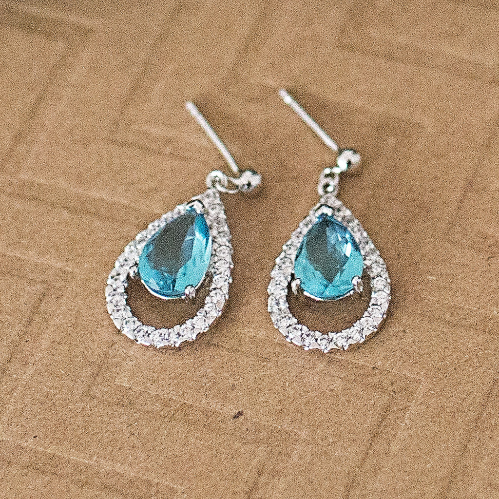 Sparkling Aqua Dangle Earrings
