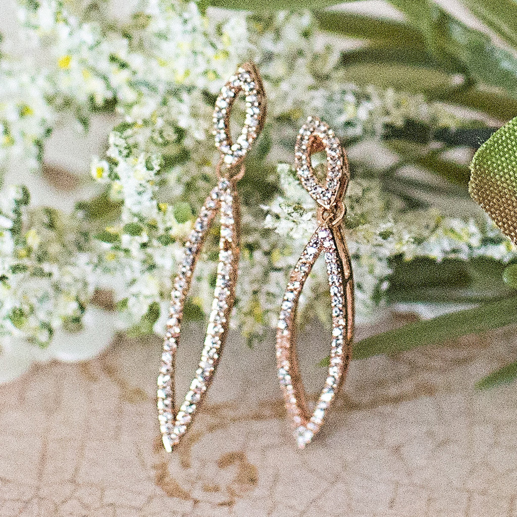 Rose Gold Open Marquise Dangle Earrings