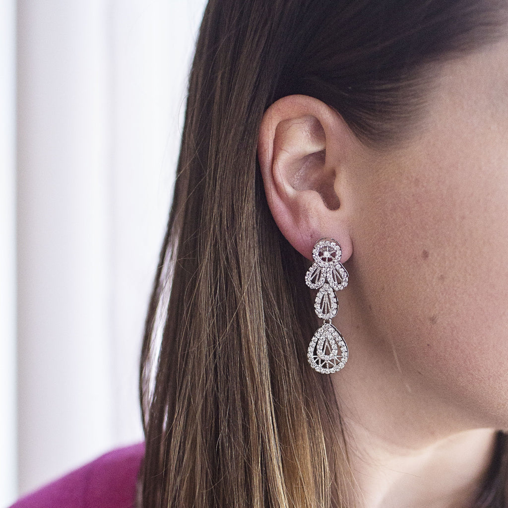 Sparkling Round Cut Dangle Earrings