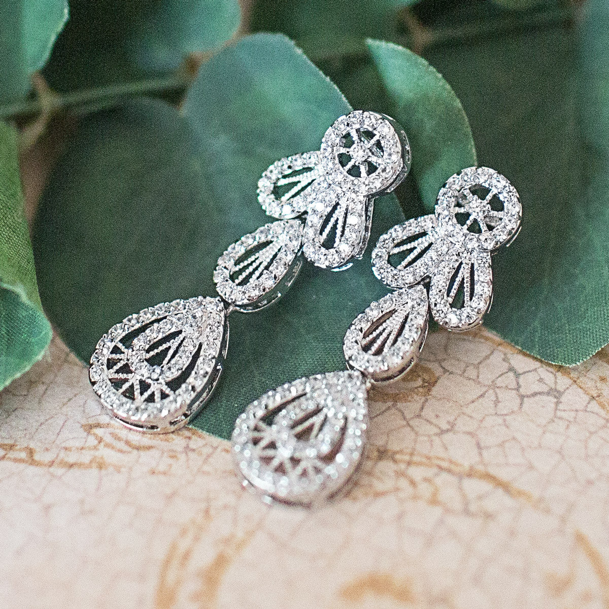 Sparkling Round Cut Dangle Earrings