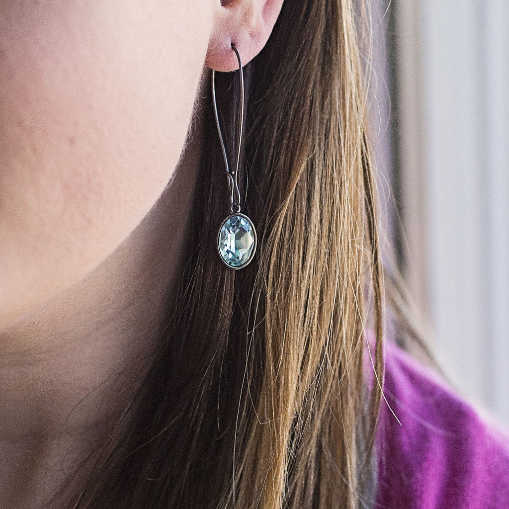 Oval Aqua Threader Earrings