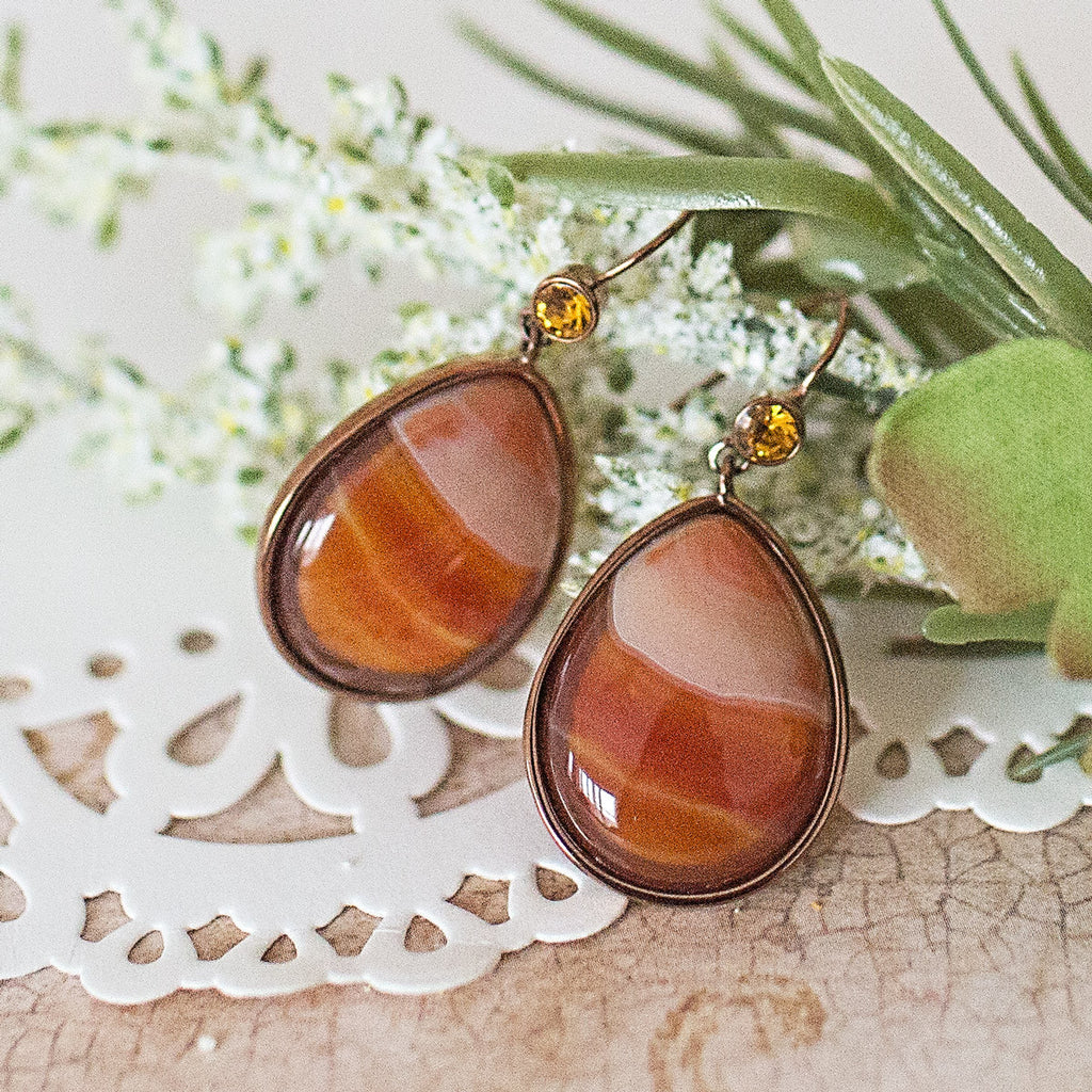 Rose Gold Coffee Light Dangle Earrings