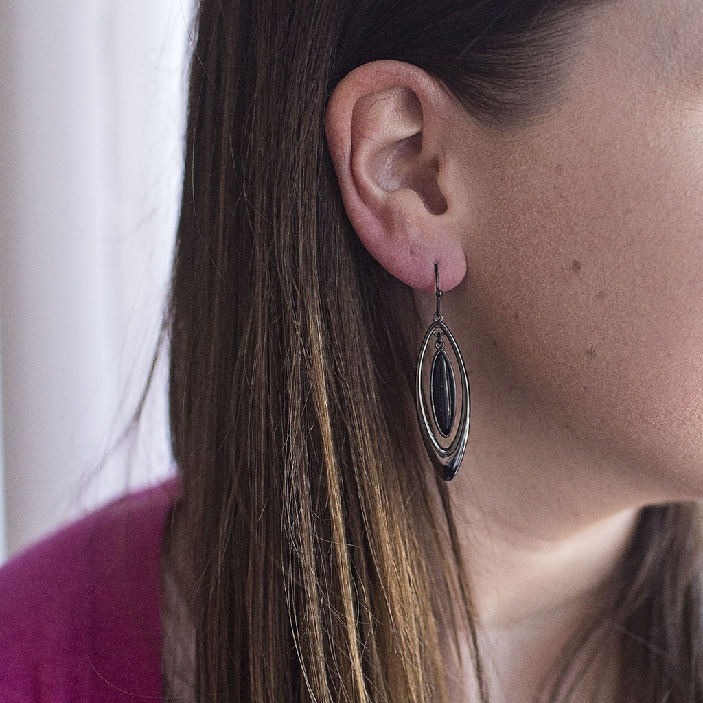 Gunmetal Blue Sand Montana Dangle Earrings