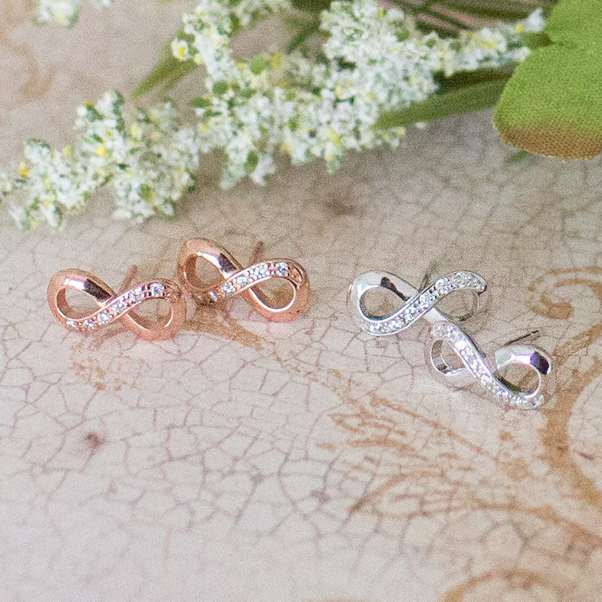 .925 Sterling Silver Petite Infinity Stud Earrings
