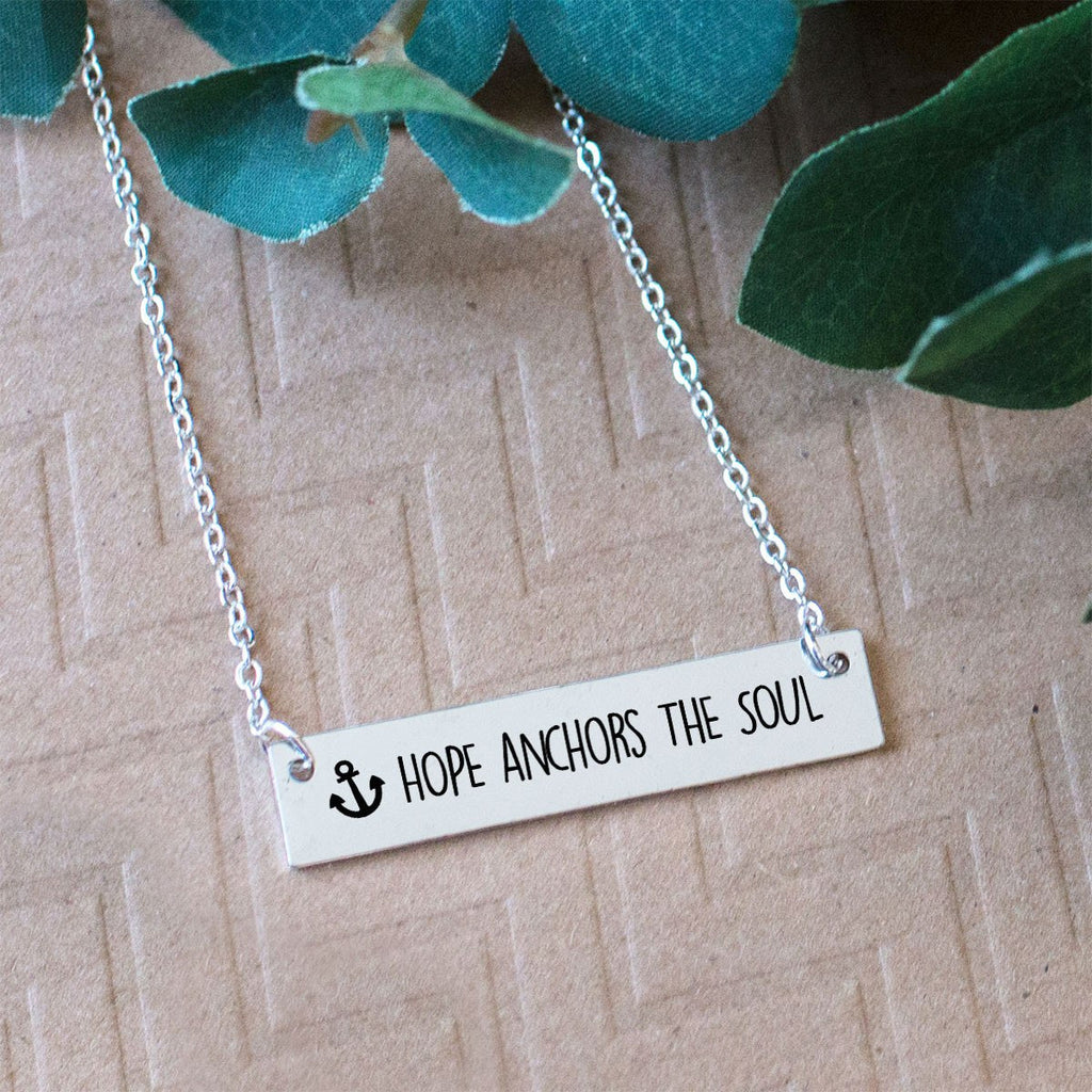 Hope Anchors the Soul Gold / Silver Bar Necklace