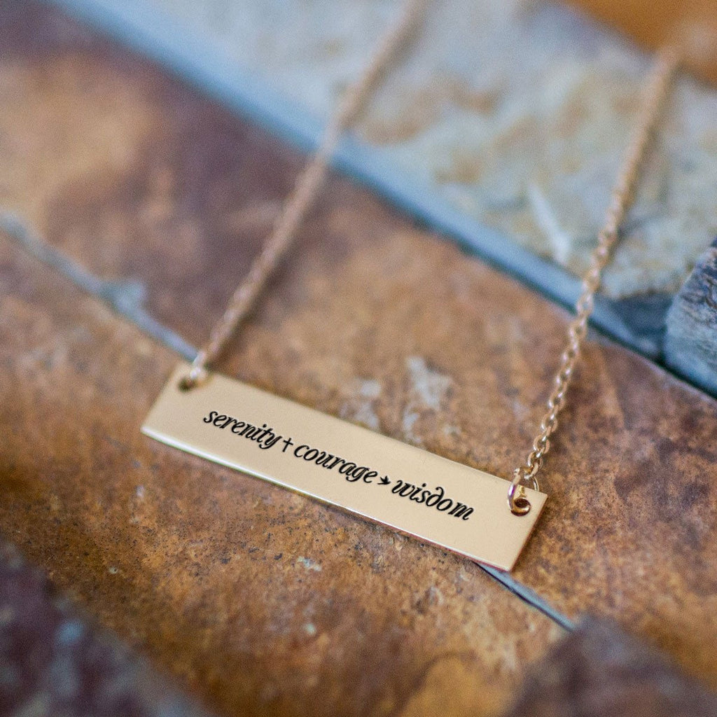 Serenity Courage Wisdom Gold / Silver Bar Necklace