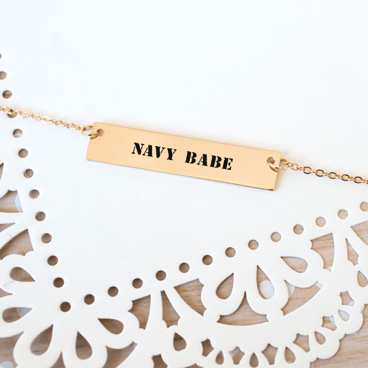 Navy Babe Gold / Silver Bar Necklace