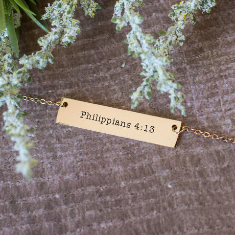 Philippians 4:13 Gold / Silver Bar Necklace