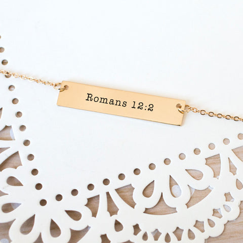 Romans 12:2 Gold / Silver Bar Necklace
