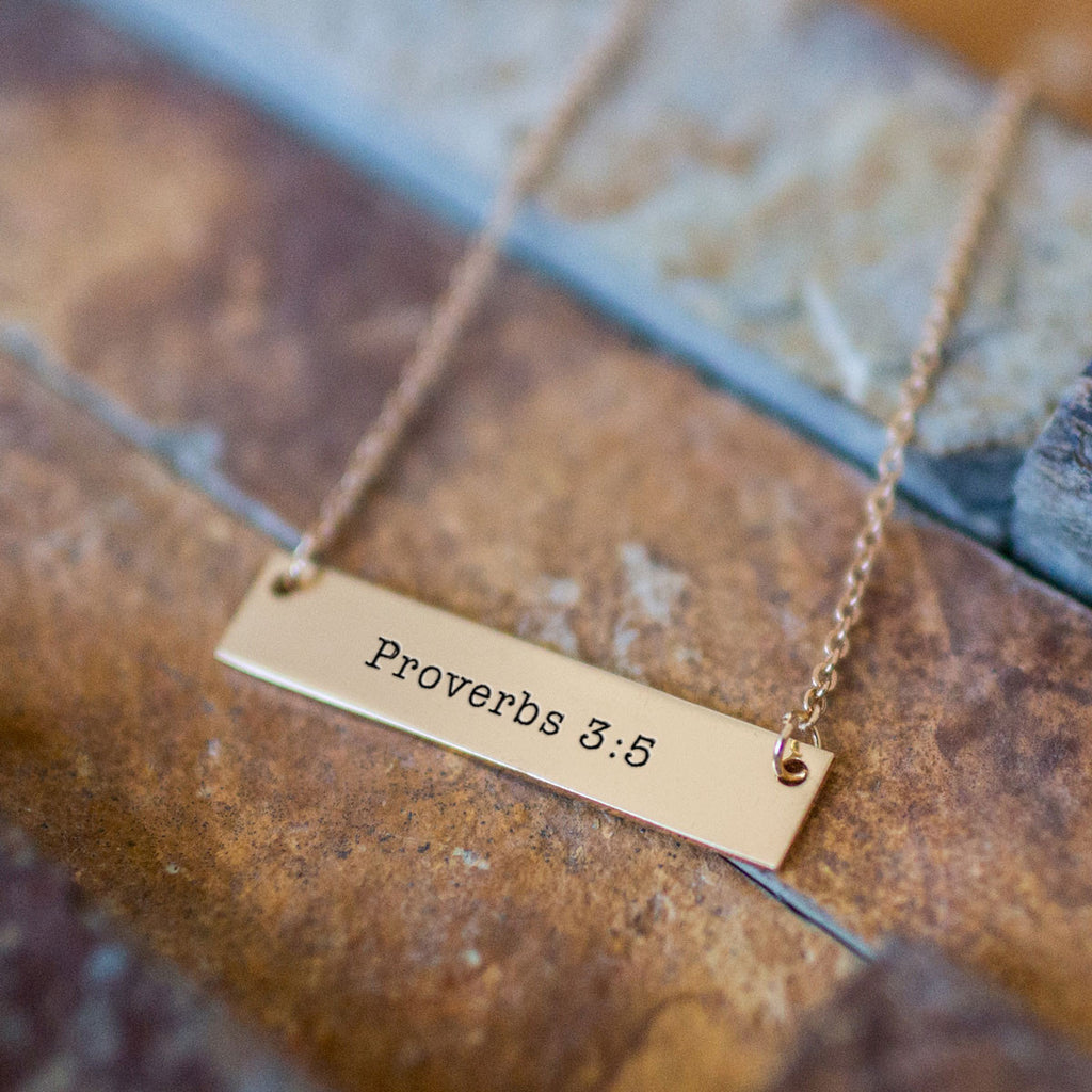 Proverbs 3:5 Gold / Silver Bar Necklace