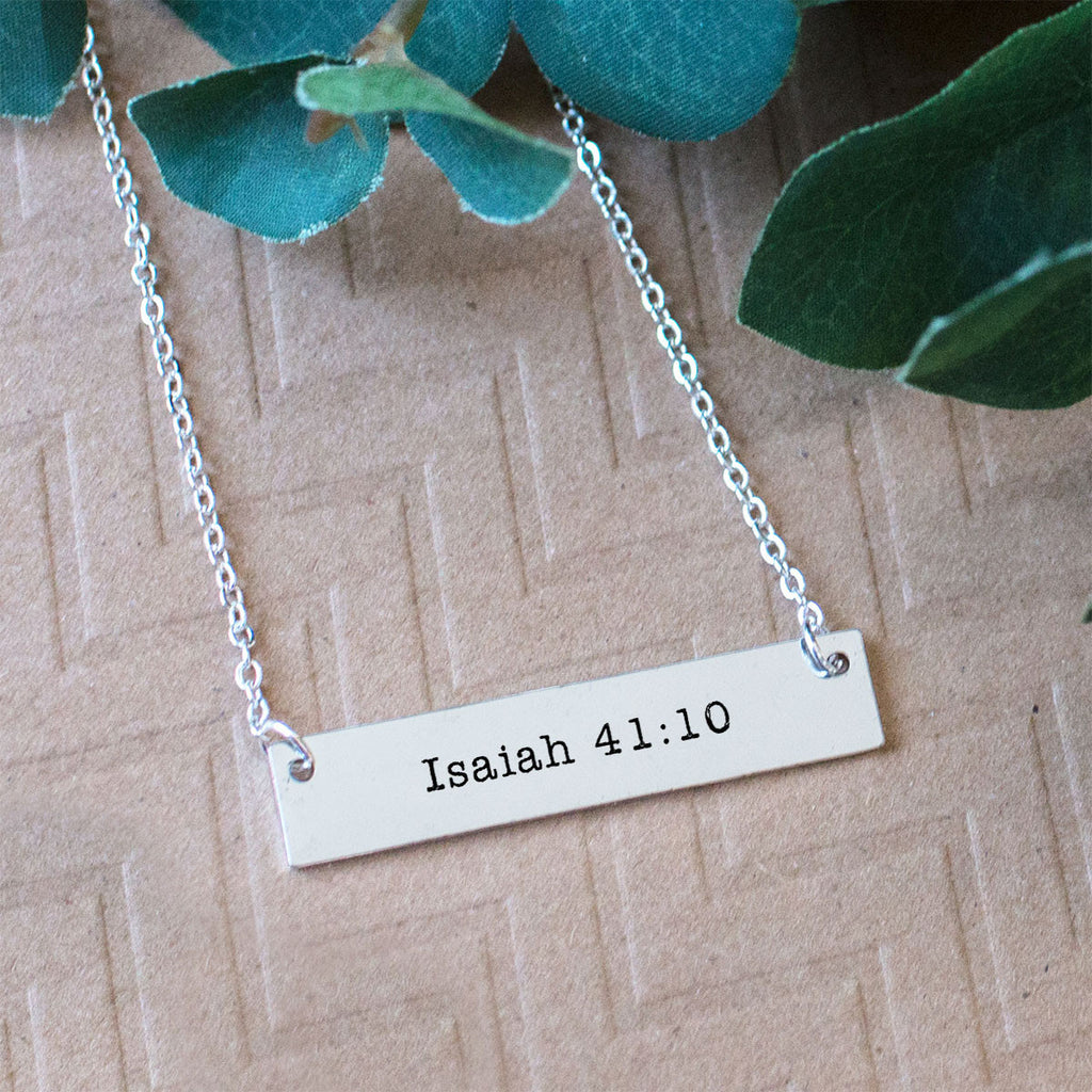 Isaiah 41:10 Gold / Silver Bar Necklace