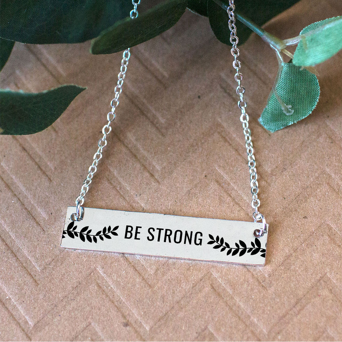 Be Strong Joshua 1:9 Gold / Silver Bar Necklace