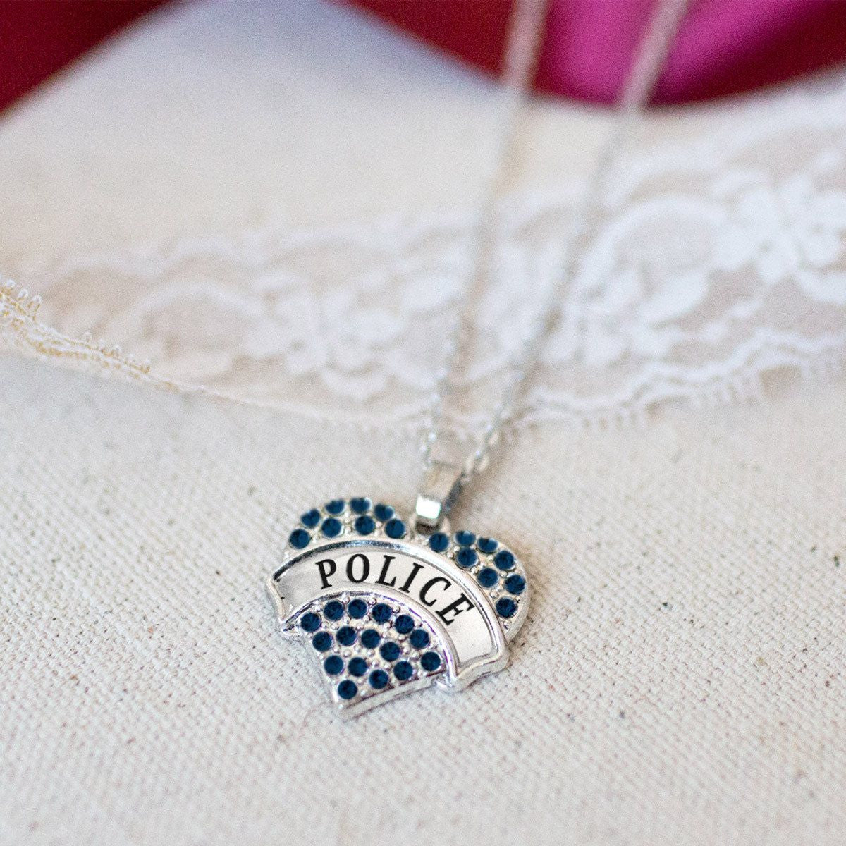 Police Pave Heart Charm Jewelry Collection