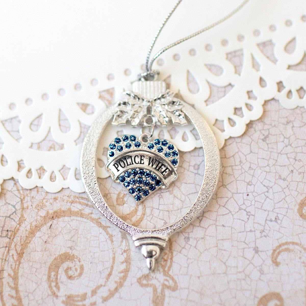 Police Wife Pave Heart Charm Jewelry Collection