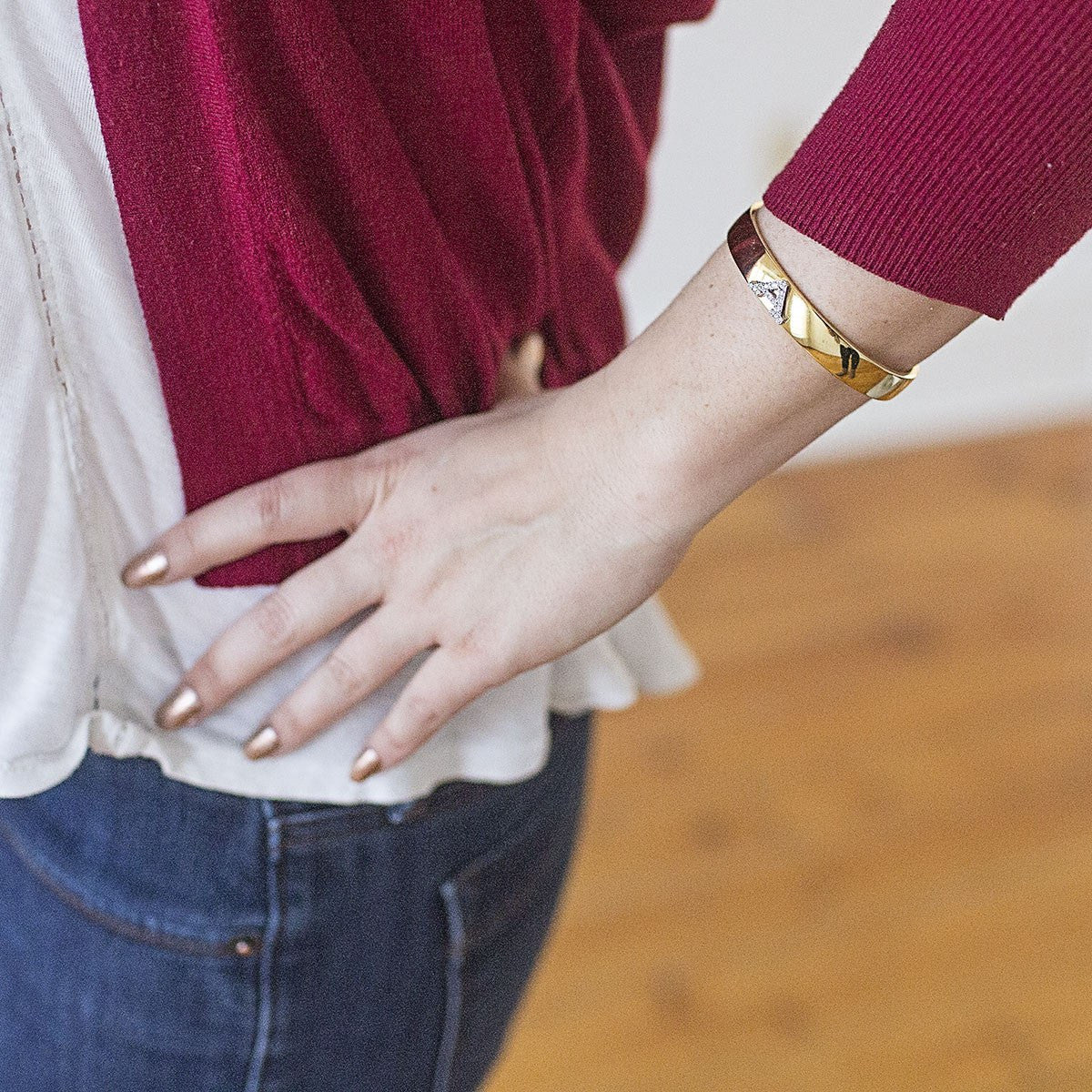Silver Initial Gold Cuff Bracelet