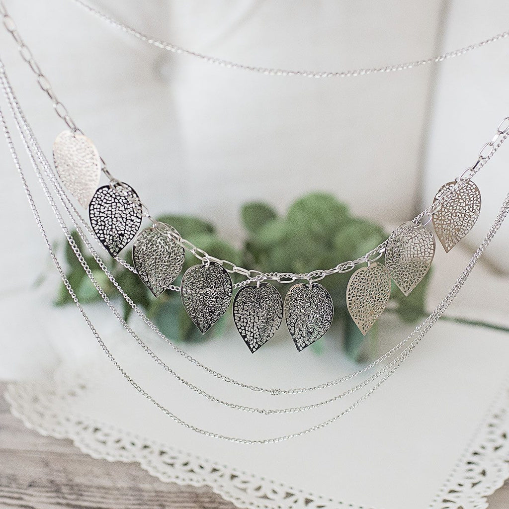 Silver Leaf Statement Necklace