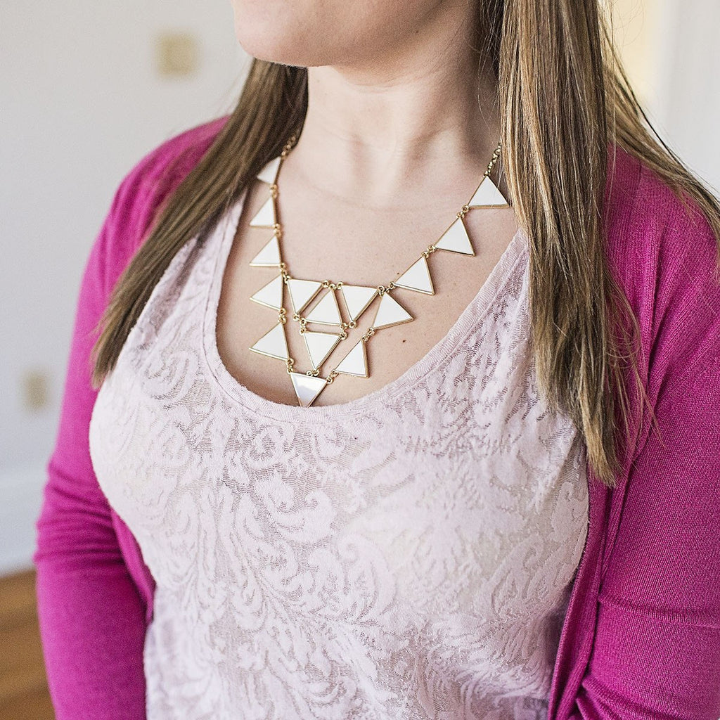 White Triangular Necklace Set