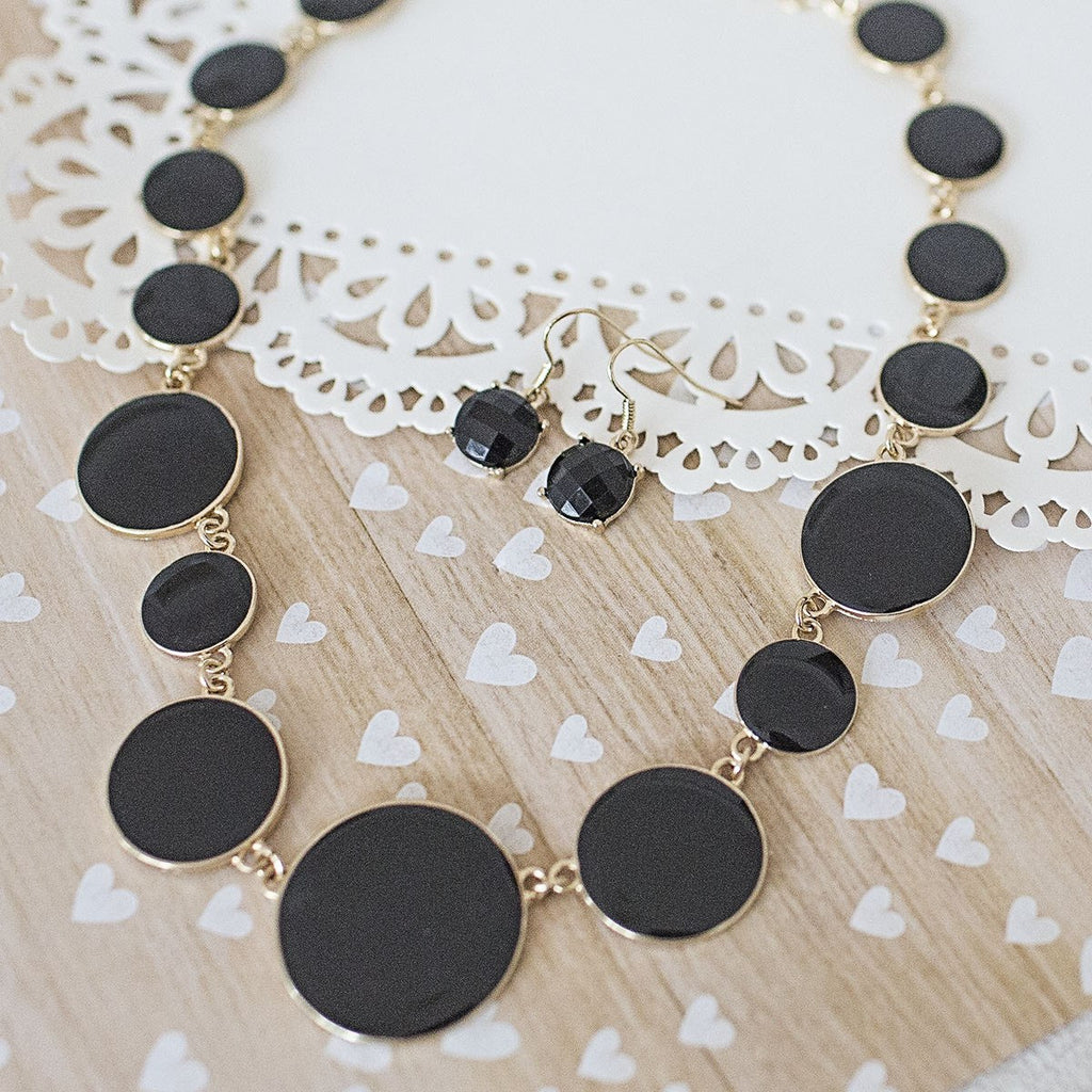 Jet Black Bubble Necklace Set