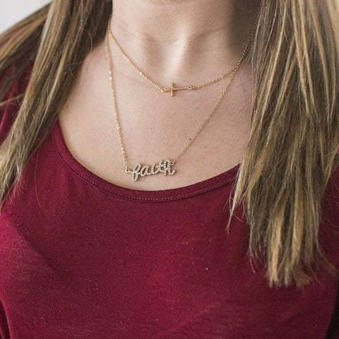 Gold Two Strand Faith Necklace