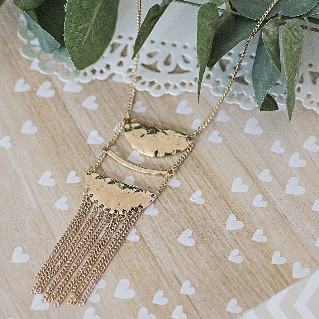 Gold Hammered Tribal Necklace