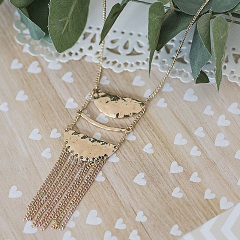 Gold Hammered Tribal Necklace
