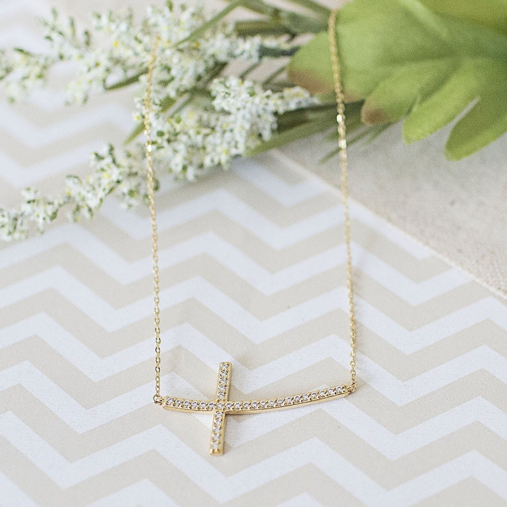 Silver / Gold CZ Cross Necklace