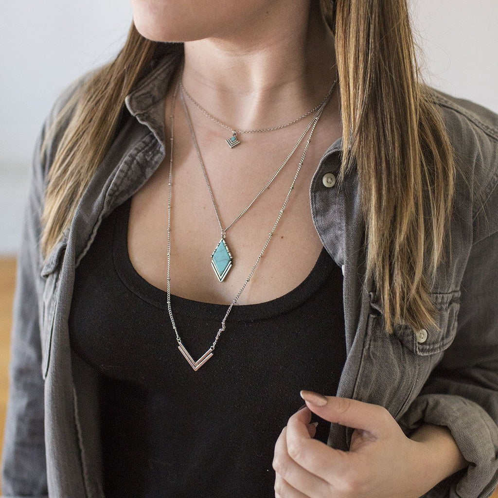 Delicate Turquoise Triple Chain Necklace