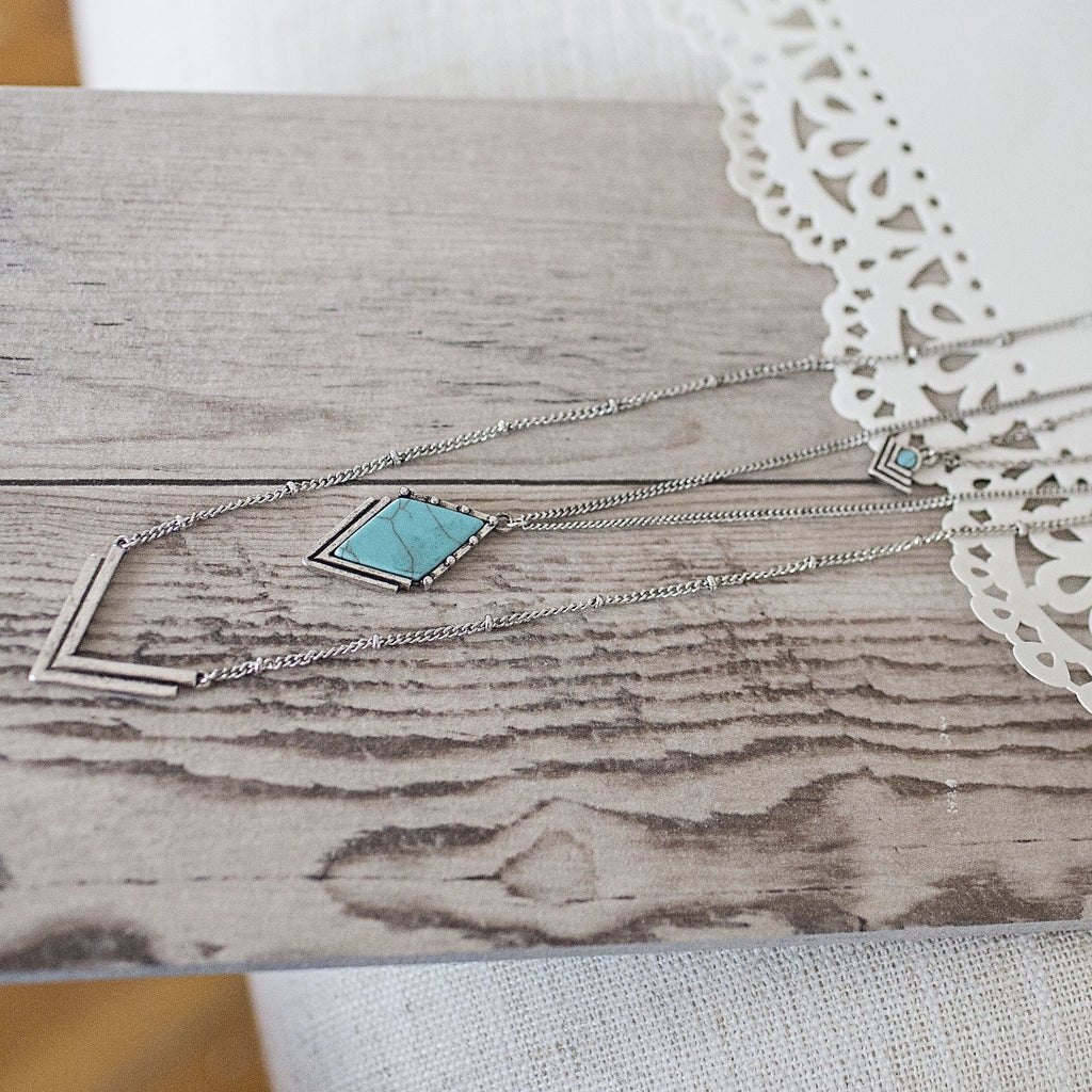 Delicate Turquoise Triple Chain Necklace