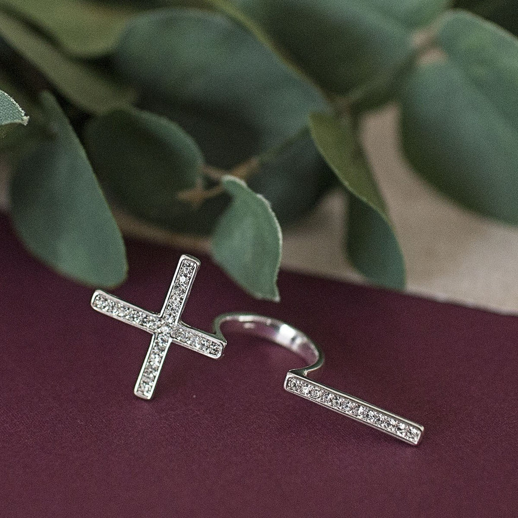 Open Cross CZ Ring