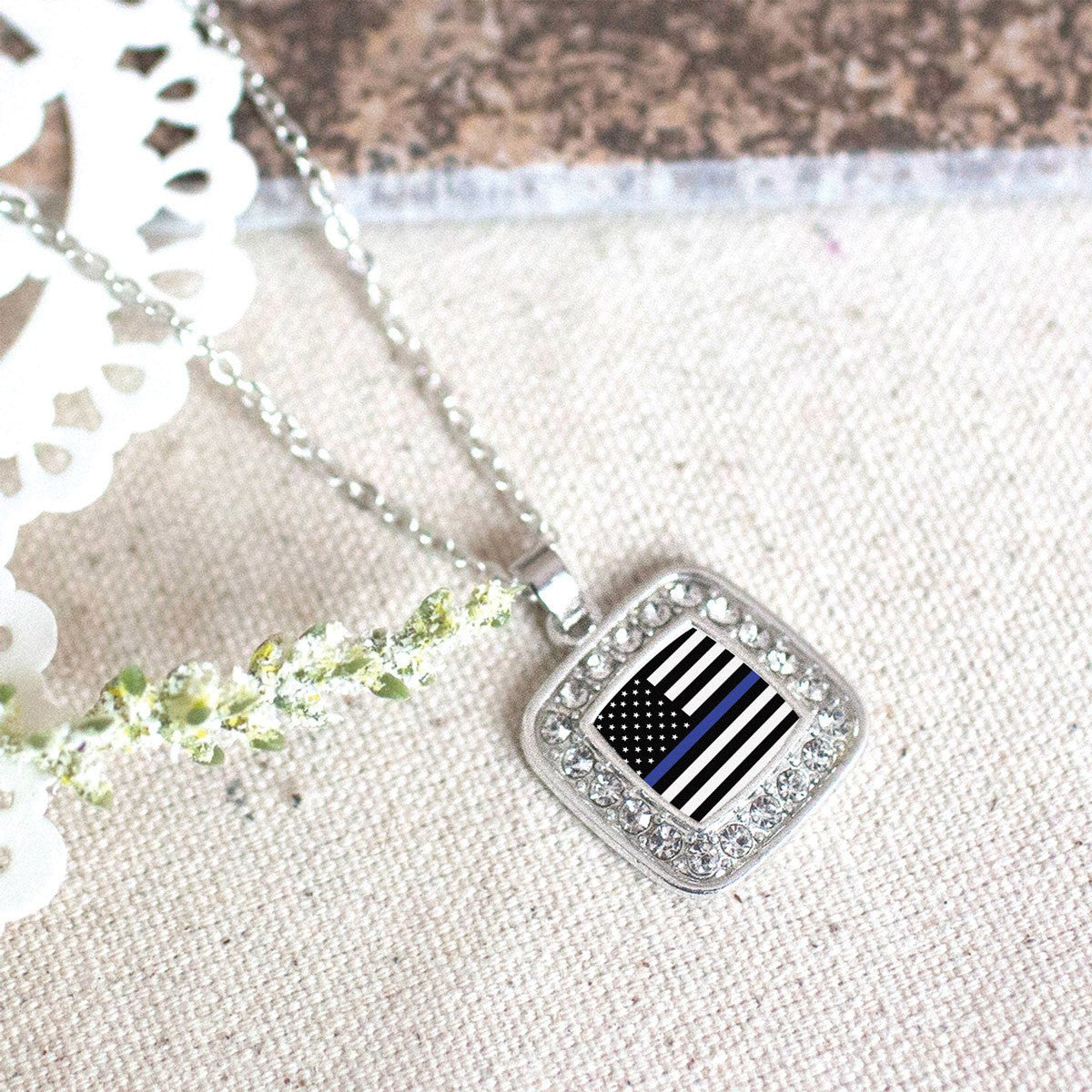 Blue Line American Flag Charm Jewelry Collection