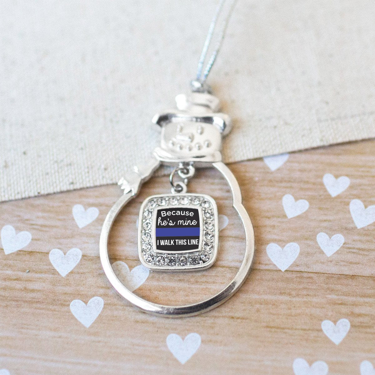 Police Wife Pave Heart Charm Jewelry Collection