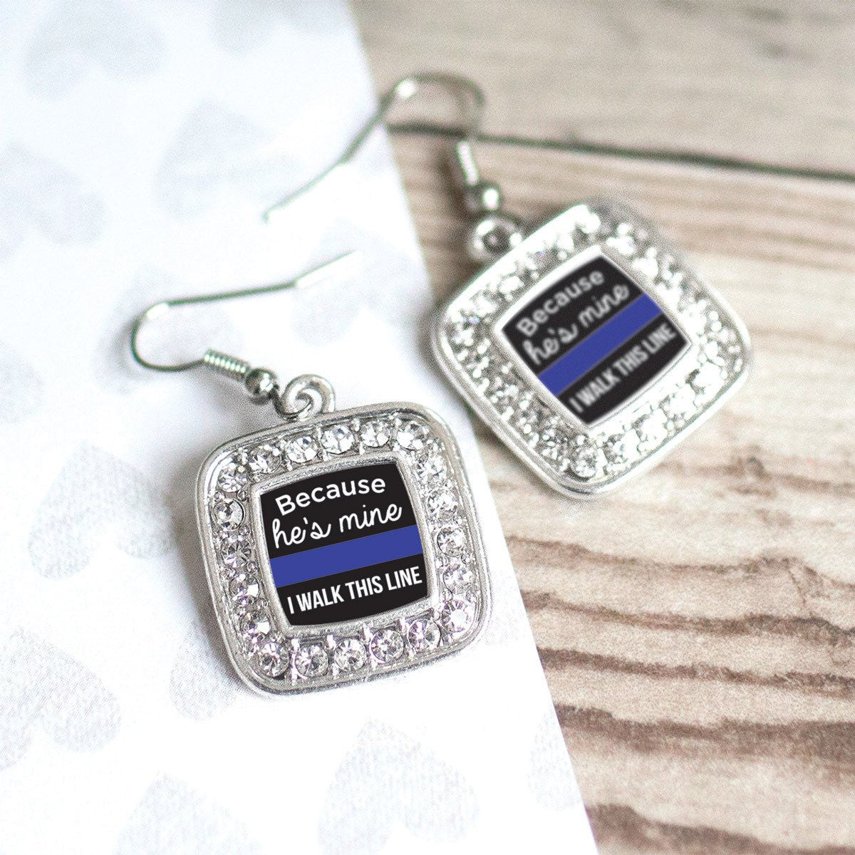 Police Wife Pave Heart Charm Jewelry Collection